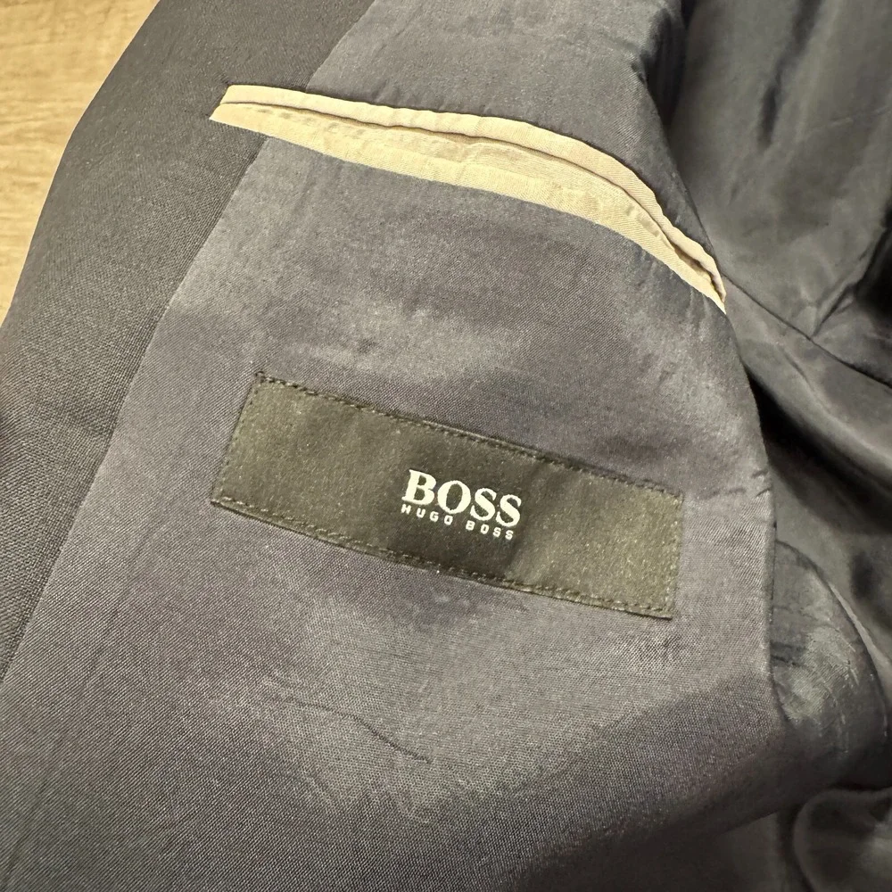Hugo‎ Boss Sport Coat Mens 36 R Blue Wool Two Button Jacket Blazer Preppy Pocket